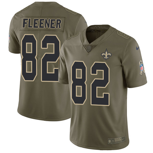Men's Nike New Orleans Saints #82 Coby Fleener Limited Olive 2017 Salute to Service NFL Jersey