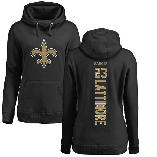 NFL Women's Nike New Orleans Saints #23 Marshon Lattimore Black Backer Pullover Hoodie