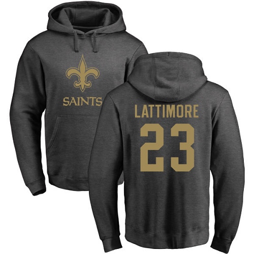 NFL Nike New Orleans Saints #23 Marshon Lattimore Ash One Color Pullover Hoodie