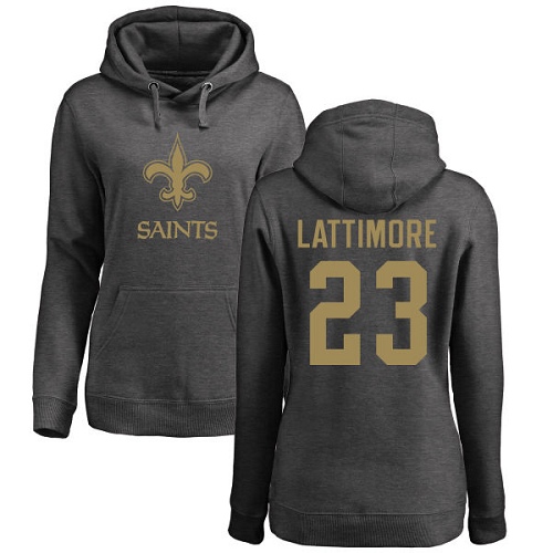 NFL Women's Nike New Orleans Saints #23 Marshon Lattimore Ash One Color Pullover Hoodie