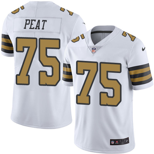 Youth Nike New Orleans Saints #75 Andrus Peat Limited White Rush Vapor Untouchable NFL Jersey