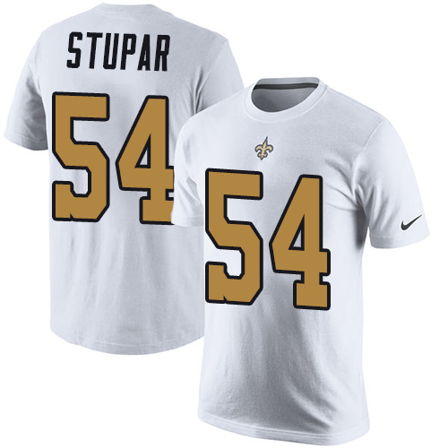 NFL Nike New Orleans Saints #54 Nate Stupar White Rush Pride Name & Number T-Shirt