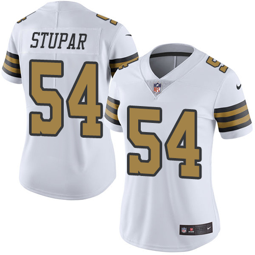 Women's Nike New Orleans Saints #54 Nate Stupar Limited White Rush Vapor Untouchable NFL Jersey