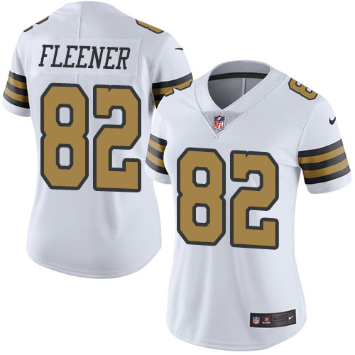Women's Nike New Orleans Saints #82 Coby Fleener Limited White Rush Vapor Untouchable NFL Jersey