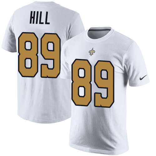 NFL Nike New Orleans Saints #89 Josh Hill White Rush Pride Name & Number T-Shirt