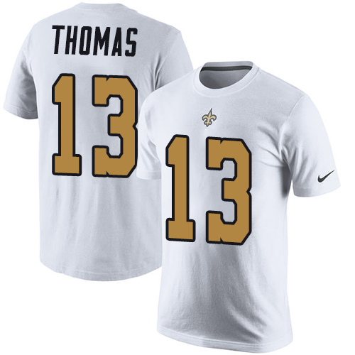 NFL Nike New Orleans Saints #13 Michael Thomas White Rush Pride Name & Number T-Shirt