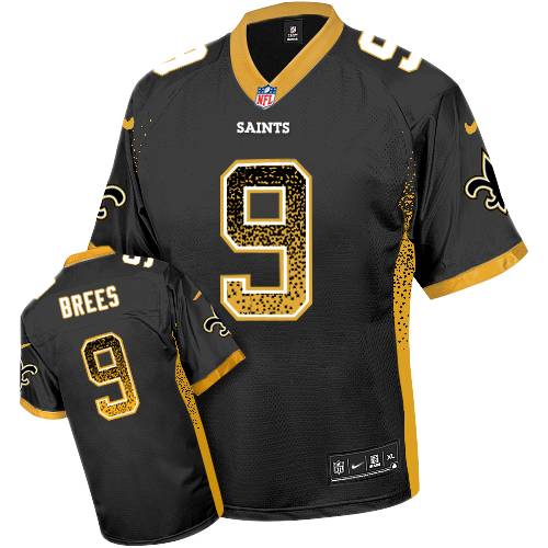Youth Nike New Orleans Saints #9 Drew Brees Elite Black Drift Fashion NFL Jersey