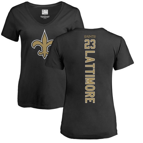 NFL Women's Nike New Orleans Saints #23 Marshon Lattimore Black Backer Slim Fit T-Shirt