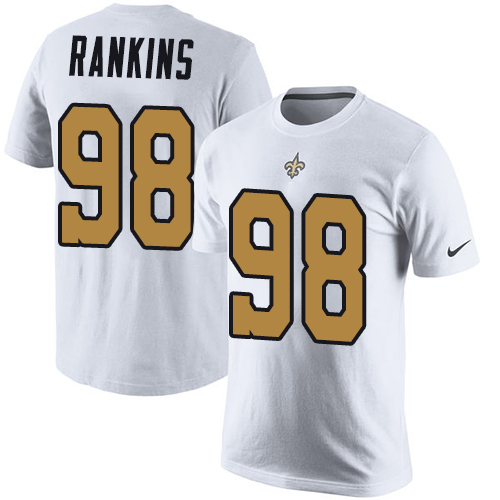 NFL Nike New Orleans Saints #98 Sheldon Rankins White Rush Pride Name & Number T-Shirt