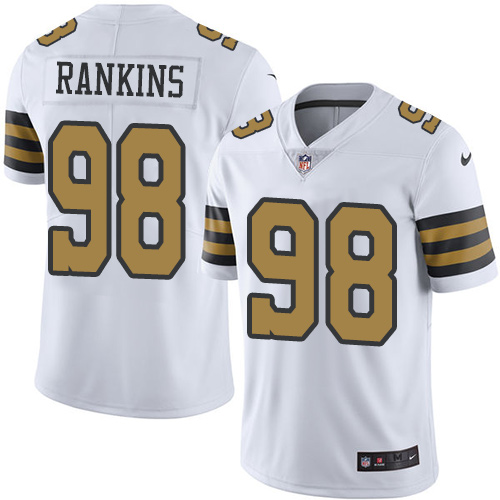 Men's Nike New Orleans Saints #98 Sheldon Rankins Limited White Rush Vapor Untouchable NFL Jersey