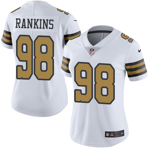 Women's Nike New Orleans Saints #98 Sheldon Rankins Limited White Rush Vapor Untouchable NFL Jersey