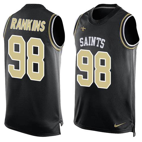 Men's Nike New Orleans Saints #98 Sheldon Rankins Limited Black Player Name & Number Tank Top NFL Jersey