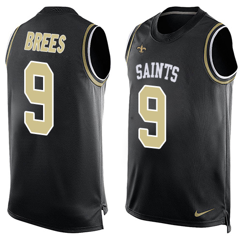 Men's Nike New Orleans Saints #9 Drew Brees Limited Black Player Name & Number Tank Top NFL Jersey