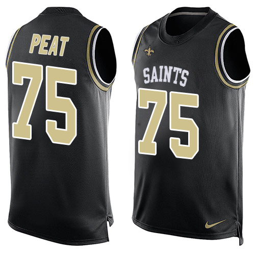 Men's Nike New Orleans Saints #75 Andrus Peat Limited Black Player Name & Number Tank Top NFL Jersey