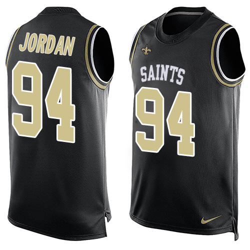 Men's Nike New Orleans Saints #94 Cameron Jordan Limited Black Player Name & Number Tank Top NFL Jersey