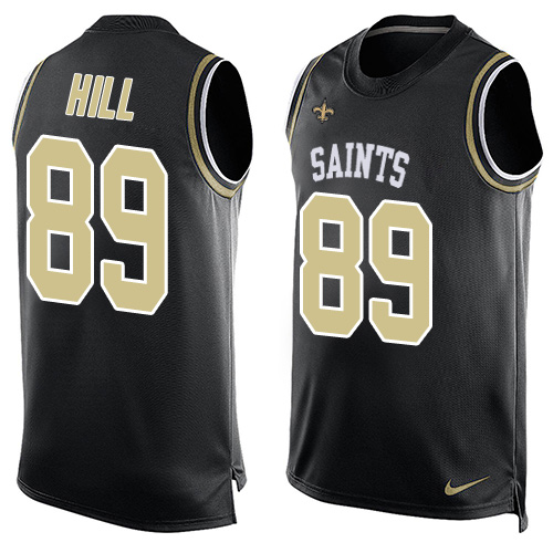 Men's Nike New Orleans Saints #89 Josh Hill Limited Black Player Name & Number Tank Top NFL Jersey