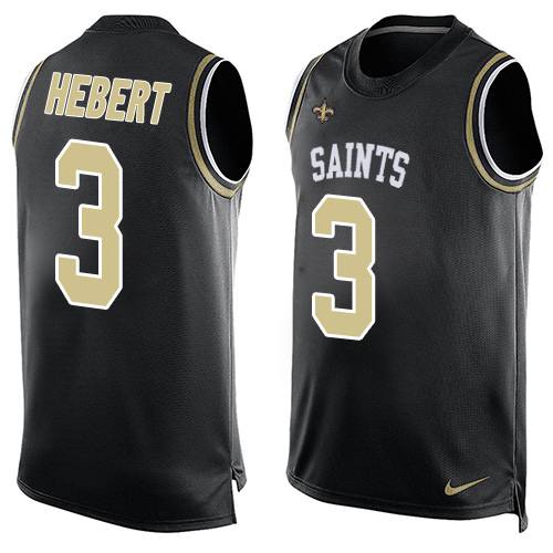 Men's Nike New Orleans Saints #3 Bobby Hebert Limited Black Player Name & Number Tank Top NFL Jersey