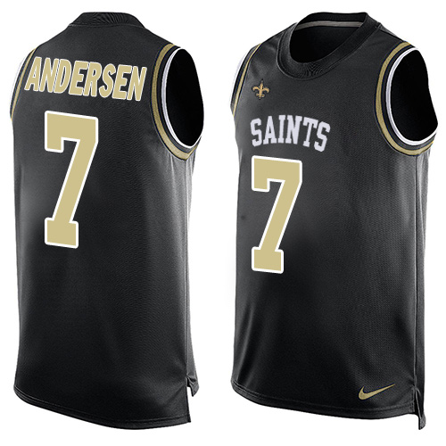 Men's Nike New Orleans Saints #7 Morten Andersen Limited Black Player Name & Number Tank Top NFL Jersey