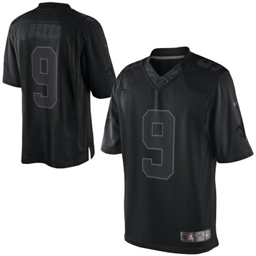 Men's Nike New Orleans Saints #9 Drew Brees Black Drenched Limited NFL Jersey