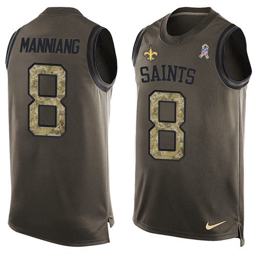 Men's Nike New Orleans Saints #8 Archie Manning Limited Green Salute to Service Tank Top NFL Jersey