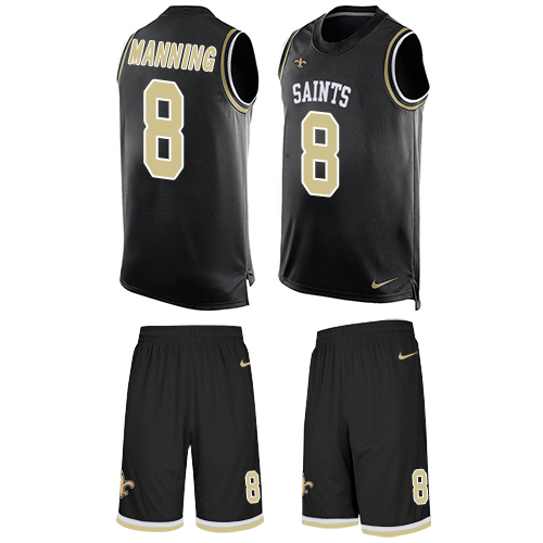 Men's Nike New Orleans Saints #8 Archie Manning Limited Black Tank Top Suit NFL Jersey