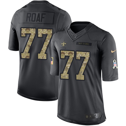 Men's Nike New Orleans Saints #77 Willie Roaf Limited Black 2016 Salute to Service NFL Jersey