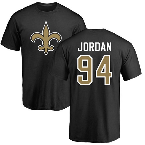 NFL Nike New Orleans Saints #94 Cameron Jordan Black Name & Number Logo T-Shirt