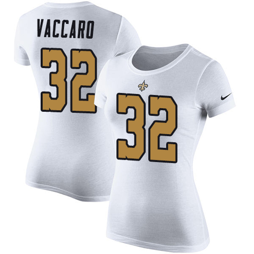 NFL Women's Nike New Orleans Saints #32 Kenny Vaccaro White Rush Pride Name & Number T-Shirt