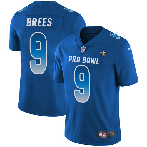 Men's Nike New Orleans Saints #9 Drew Brees Limited Royal Blue 2018 Pro Bowl NFL Jersey