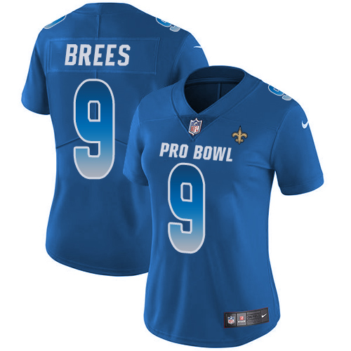 Women's Nike New Orleans Saints #9 Drew Brees Limited Royal Blue 2018 Pro Bowl NFL Jersey