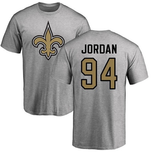 NFL Nike New Orleans Saints #94 Cameron Jordan Ash Name & Number Logo T-Shirt