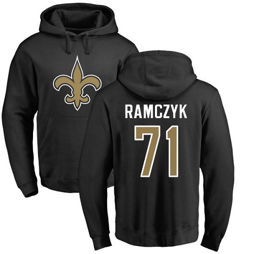 NFL Nike New Orleans Saints #71 Ryan Ramczyk Black Name & Number Logo Pullover Hoodie