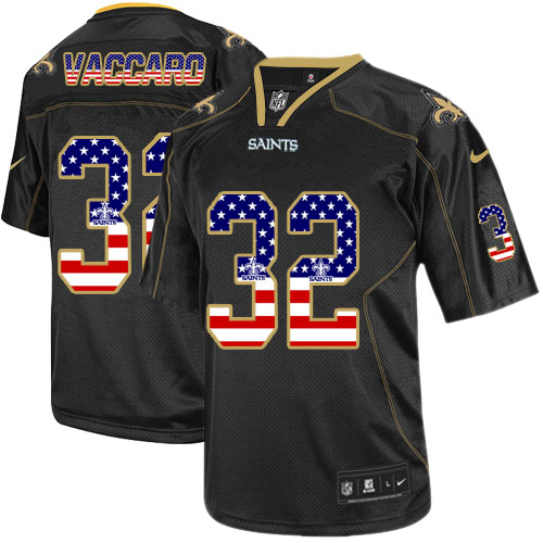 Men's Nike New Orleans Saints #32 Kenny Vaccaro Elite Black USA Flag Fashion NFL Jersey