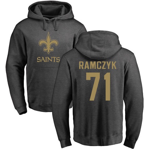 NFL Nike New Orleans Saints #71 Ryan Ramczyk Ash One Color Pullover Hoodie
