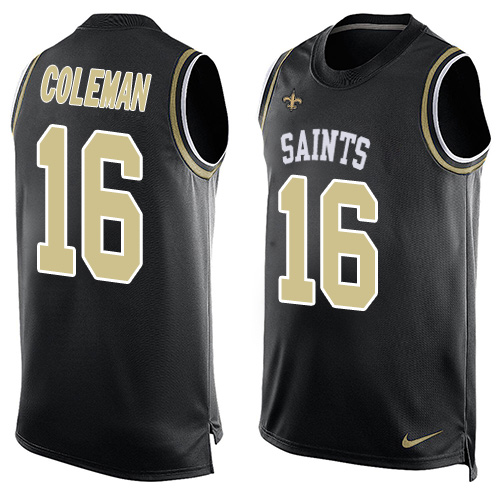 Men's Nike New Orleans Saints #16 Brandon Coleman Limited Black Player Name & Number Tank Top NFL Jersey