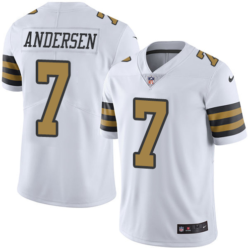 Men's Nike New Orleans Saints #7 Morten Andersen Limited White Rush Vapor Untouchable NFL Jersey