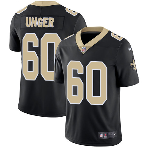 Men's Nike New Orleans Saints #60 Max Unger Black Team Color Vapor Untouchable Limited Player NFL Jersey