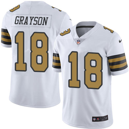 Men's Nike New Orleans Saints #18 Garrett Grayson Limited White Rush Vapor Untouchable NFL Jersey