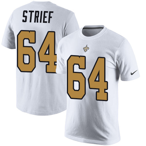 NFL Nike New Orleans Saints #64 Zach Strief White Rush Pride Name & Number T-Shirt