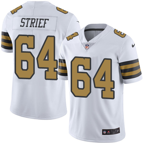 Men's Nike New Orleans Saints #64 Zach Strief Limited White Rush Vapor Untouchable NFL Jersey
