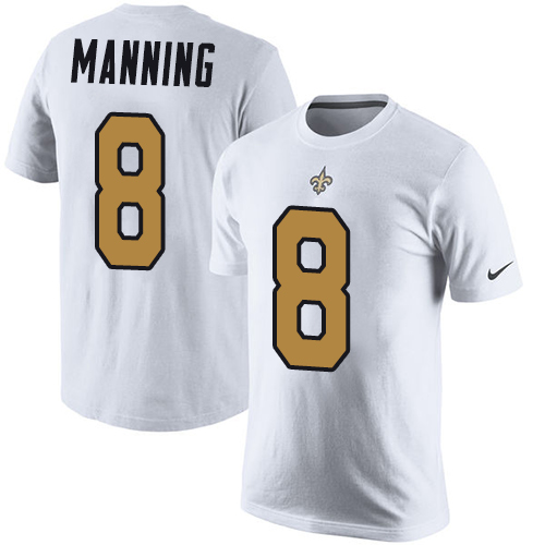 NFL Nike New Orleans Saints #8 Archie Manning White Rush Pride Name & Number T-Shirt