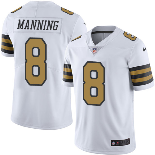 Men's Nike New Orleans Saints #8 Archie Manning Limited White Rush Vapor Untouchable NFL Jersey