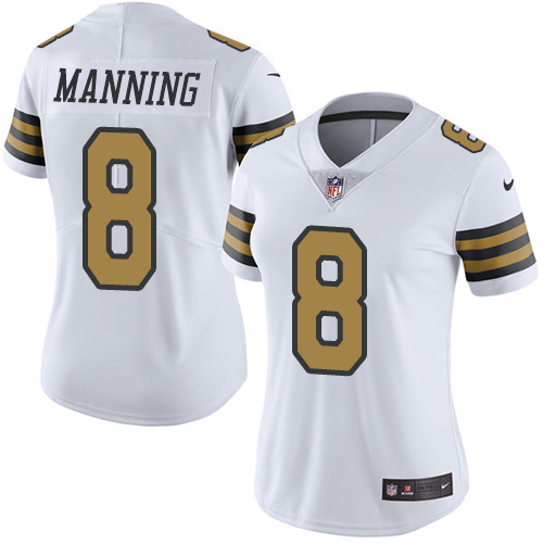 Women's Nike New Orleans Saints #8 Archie Manning Limited White Rush Vapor Untouchable NFL Jersey