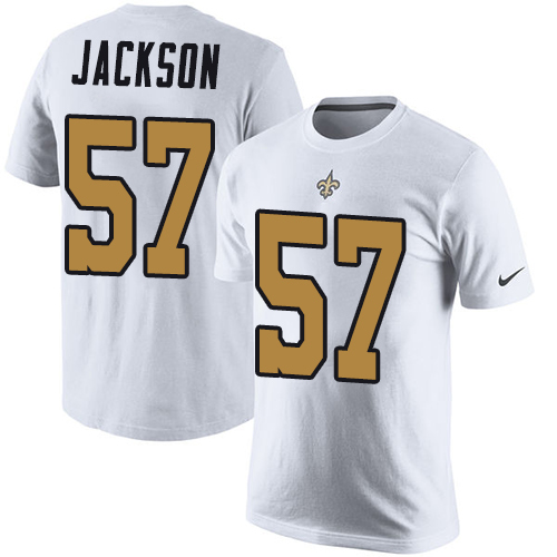 NFL Nike New Orleans Saints #57 Rickey Jackson White Rush Pride Name & Number T-Shirt