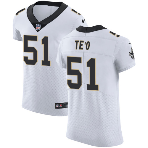 Men's Nike New Orleans Saints #51 Manti Te'o White Vapor Untouchable Elite Player NFL Jersey