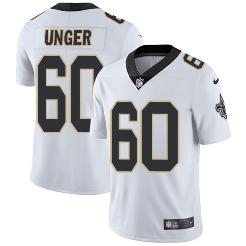 Men's Nike New Orleans Saints #60 Max Unger White Vapor Untouchable Limited Player NFL Jersey