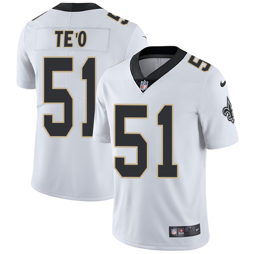 Men's Nike New Orleans Saints #51 Manti Te'o White Vapor Untouchable Limited Player NFL Jersey