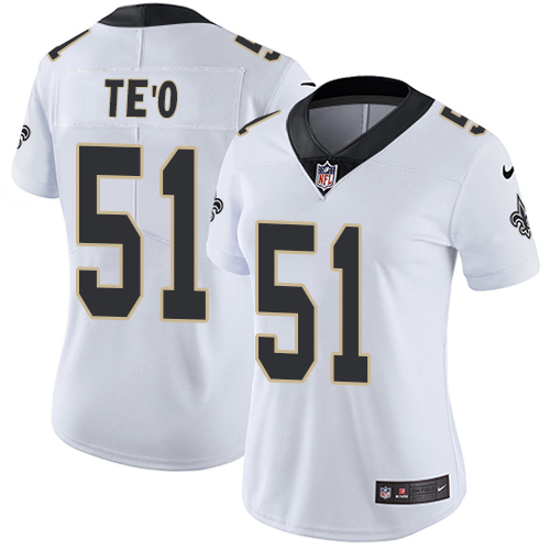 Women's Nike New Orleans Saints #51 Manti Te'o White Vapor Untouchable Elite Player NFL Jersey