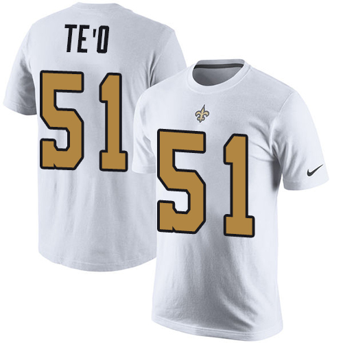 NFL Nike New Orleans Saints #51 Manti Te'o White Rush Pride Name & Number T-Shirt