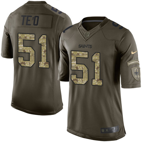 Men's Nike New Orleans Saints #51 Manti Te'o Elite Green Salute to Service NFL Jersey